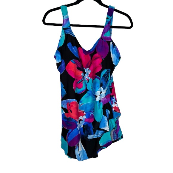 Maxine of Hollywood womens 18W tropical floral one piece bathing suit costal - Picture 1 of 8